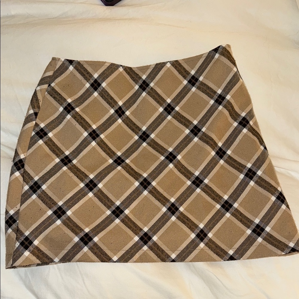 Glassons Tan and Black Plaid Mini Skirt